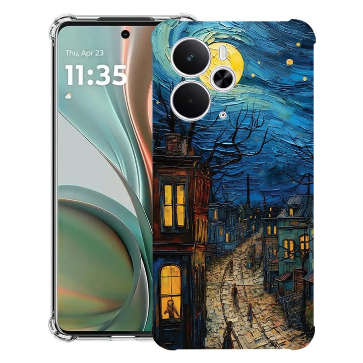 BestCase® Husa Anti Shock Compatibil cu Poco M7 Pro 5G, cu Design Van Gogh City Life, Reinforced 4 Corners, 2099994 AS 1282