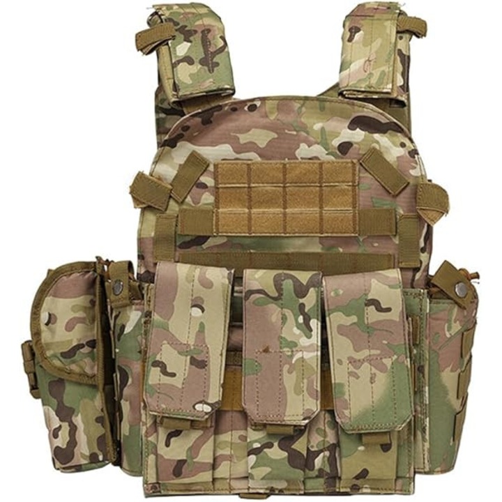 Спортна жилетка за мъже Vesta MWAOWM, полиестер, регулируема, водоустойчива, включени аксесоари, бежово/зелено