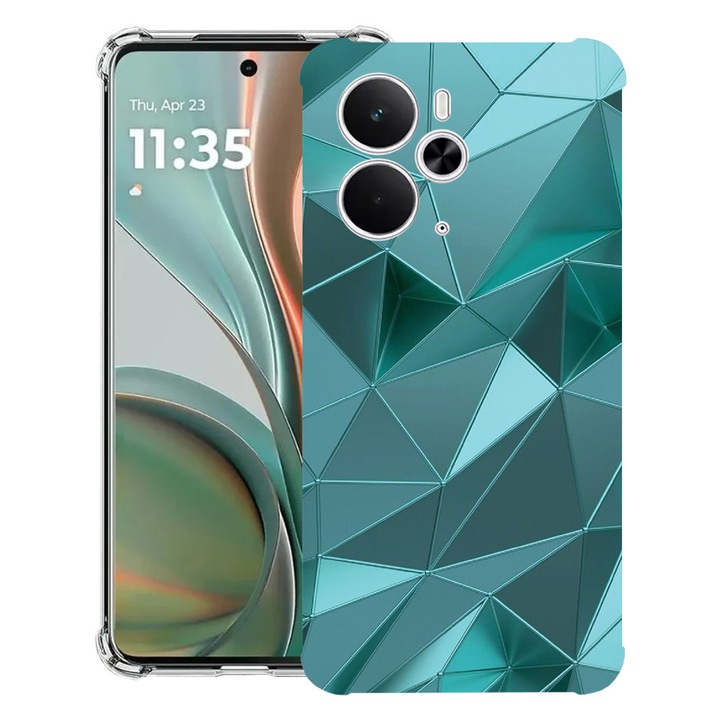BestCase® Husa Anti Shock Compatibil cu Poco M7 Pro 5G, cu Design Green Mosaic, Reinforced 4 Corners, 2099994 AS 1251
