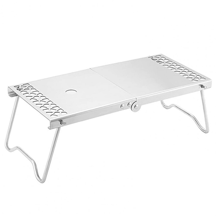 Малка сгъваема маса MWAOWM, 39x14.5x13см, лека, преносима, сребриста