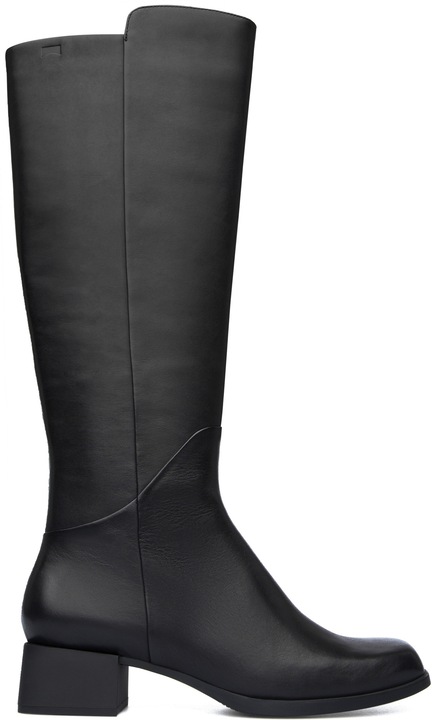 Camper, Cizme lungi de piele cu varf patrat Kobo, Negru