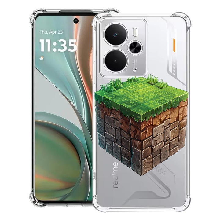 BestCase® Husa Anti Shock Compatibil cu Poco M7 Pro 5G, cu Design Minecraft World, Reinforced 4 Corners, 2099994 AS 1680