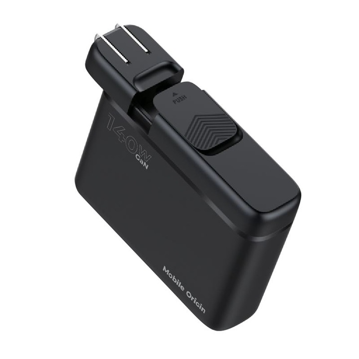 Încărcător GaN Mobile Origin PW12, 3x USB-C 140W, 3x USB-A 90W, Negru, 112x90x34mm, set cu adaptor UE/UK/SUA
