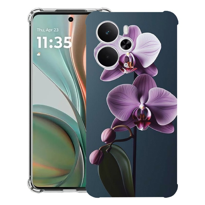 BestCase® Husa Anti Shock Compatibil cu Poco M7 Pro 5G, cu Design Mov Orchid, Reinforced 4 Corners, 2099994 AS 1404