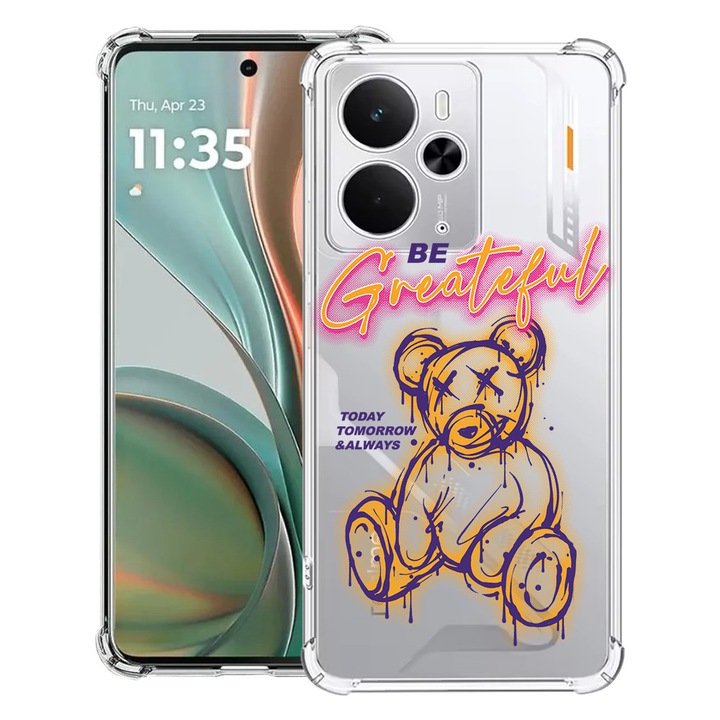 BestCase® Husa Anti Shock Compatibil cu Poco M7 Pro 5G, cu Design Teddy Bear - Be Grateful, Reinforced 4 Corners, 2099994 AS 1570