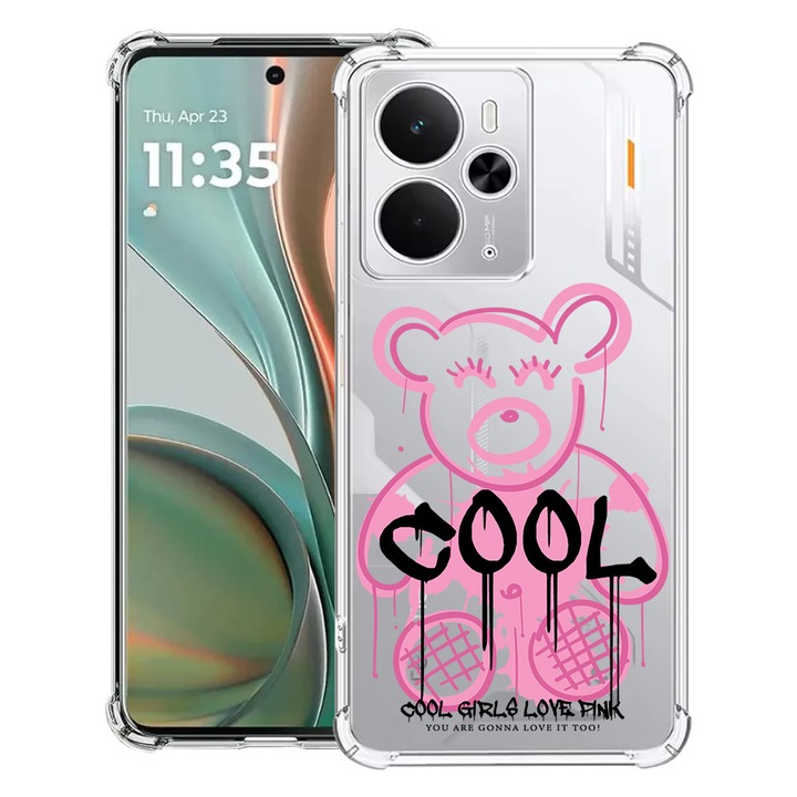 BestCase® Husa Anti Shock Compatibil cu Poco M7 Pro 5G, cu Design Teddy Bear Cool Pink, Reinforced 4 Corners, 2099994 AS 1551