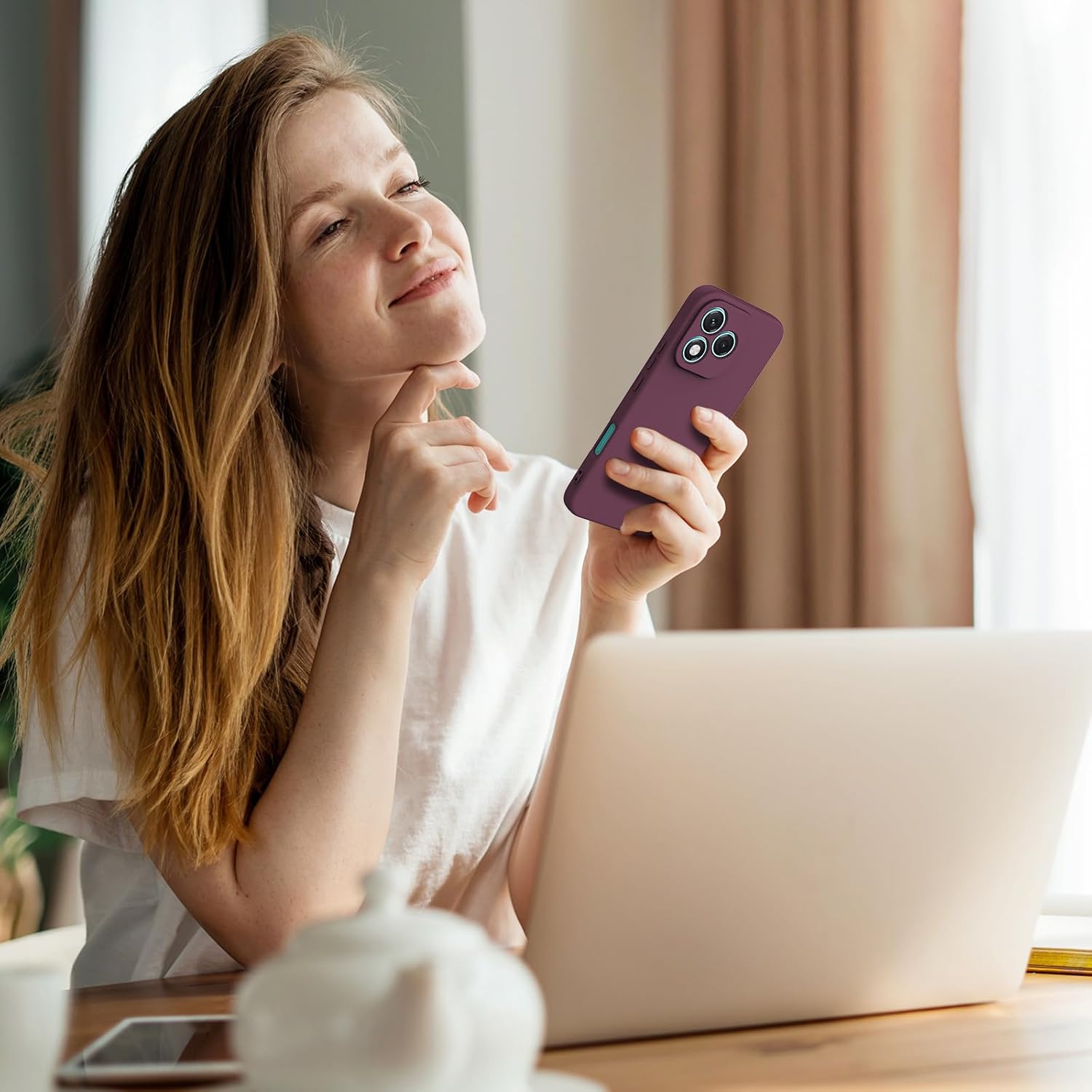 Husa Soft Touch, slim, ALC Mobile, anti soc, compatibila cu Honor 400 Lite 5G, Visiniu Tpu