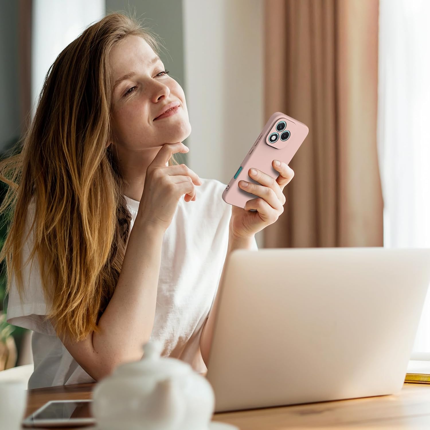 Husa Soft Touch, slim, ALC Mobile, anti soc, compatibila cu Honor 400 Lite 5G, Roz Pal Tpu