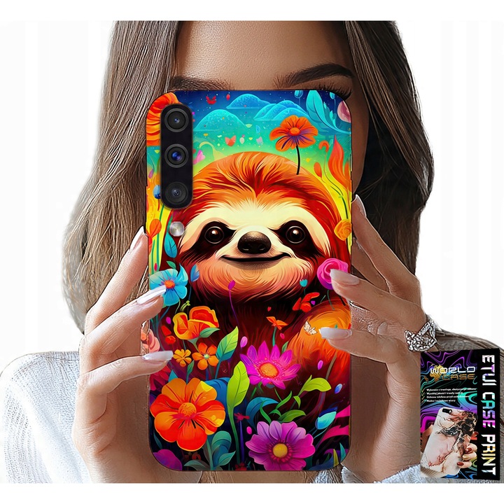 Husa pentru telefon Samsung Galaxy A70, World Case, design colorat cu animale Koala, silicon, set cu sticlă