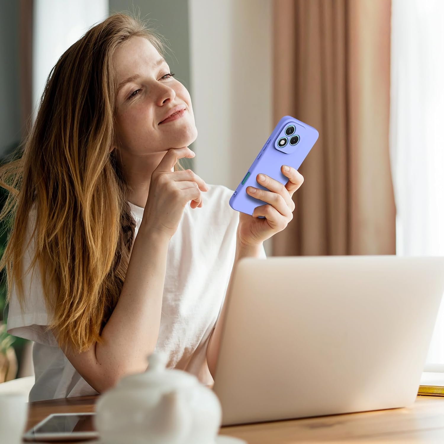 Husa Soft Touch, slim, ALC Mobile, anti soc, compatibila cu Honor 400 Lite 5G, Lila Tpu