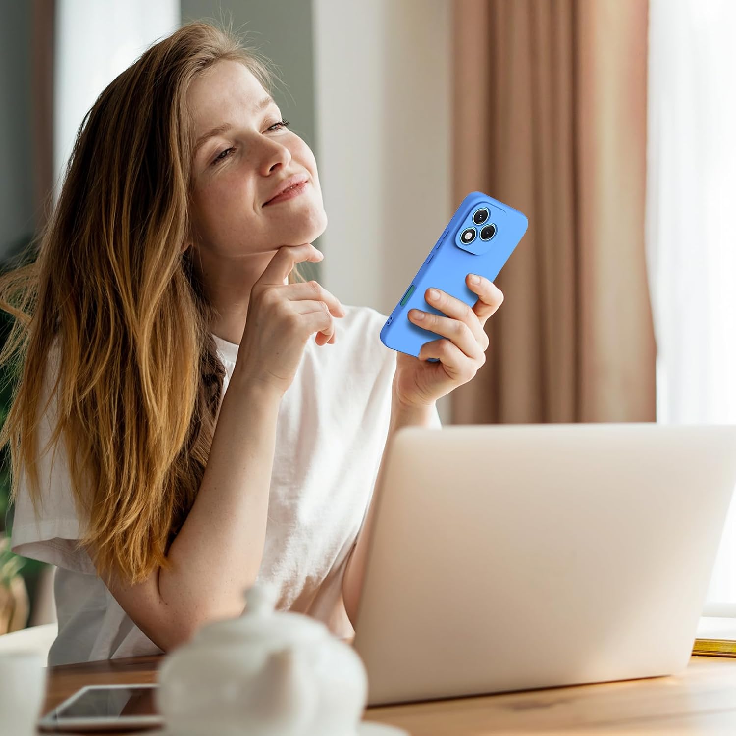 Husa Soft Touch, slim, ALC Mobile, anti soc, compatibila cu Honor 400 Lite 5G, Albastru Tpu