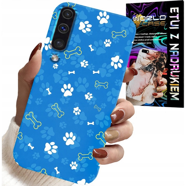 Huzat Samsung A50/A30S-hez, World Case, csontmancs mintával, szilikon, többszínű