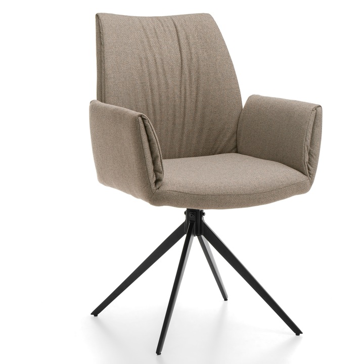 Тапициран стол PRATO, сив, метал, 89x60x63см, височина на седалката 50см, товароносимост 130кг