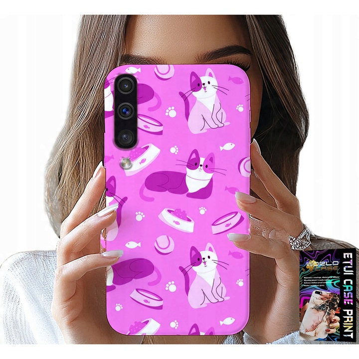 Tok Samsung A50/A30S-hez, World Case, Macskaszerelem modell, szilikon, többszínű