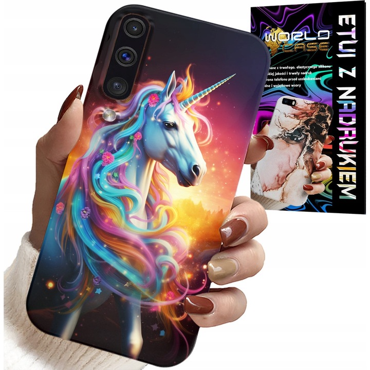 Samsung telefontok, World Case, unikornis design, szilikon, többszínű
