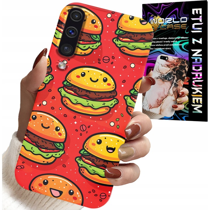 Carcasă pentru Samsung Galaxy A70, World Case, imprimare burger zâmbitor, silicon, multicolor