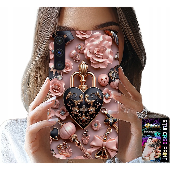 Carcasa pentru telefon, World Case, Samsung Galaxy A70, design cu lacăt și inimă, silicon, multicolor