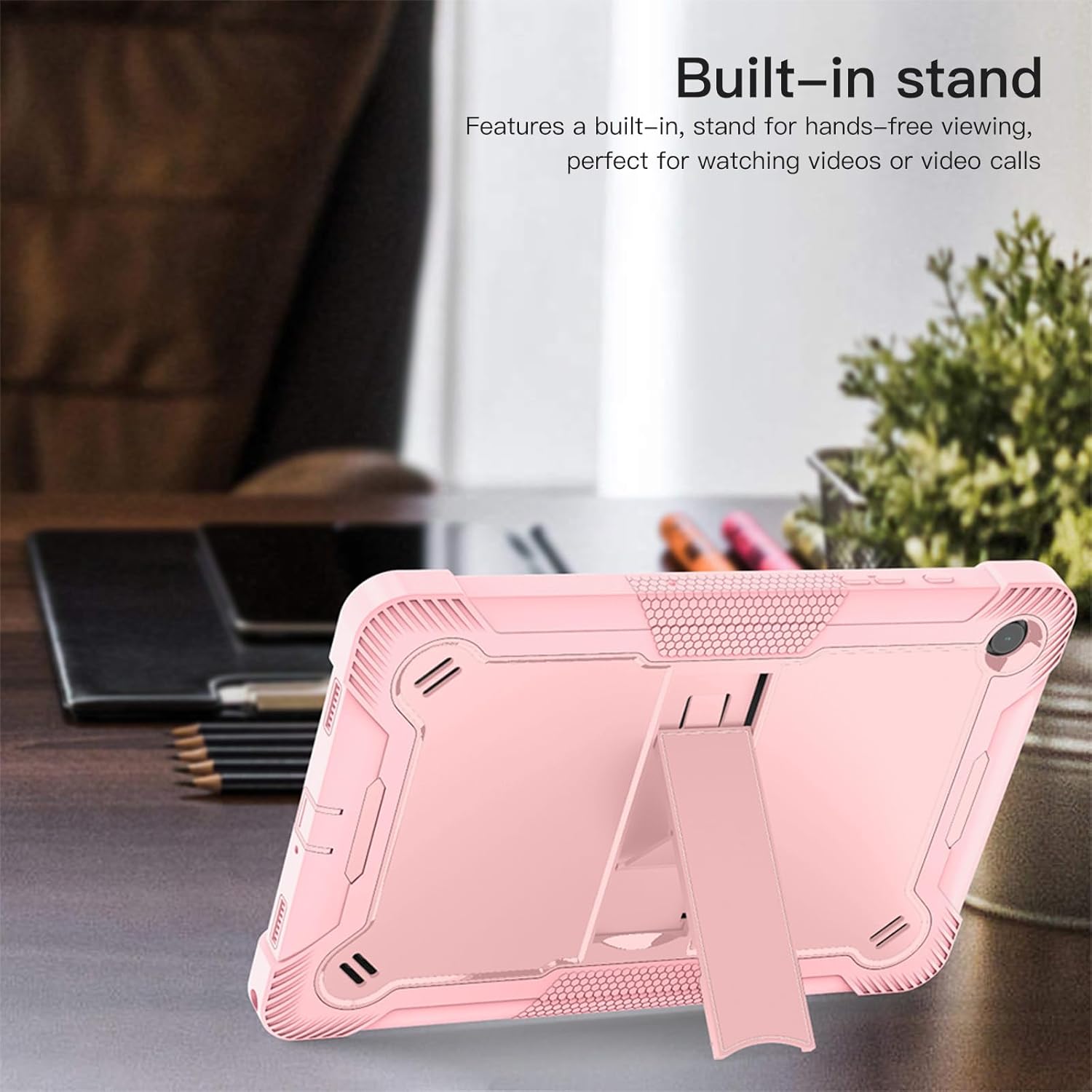 Husa Sigloo, pentru tableta Samsung Tab A 2019, 10.1'', T510/T515, Suport Kickstand, Protectie Completa, Design Antishoc, Roz Gold