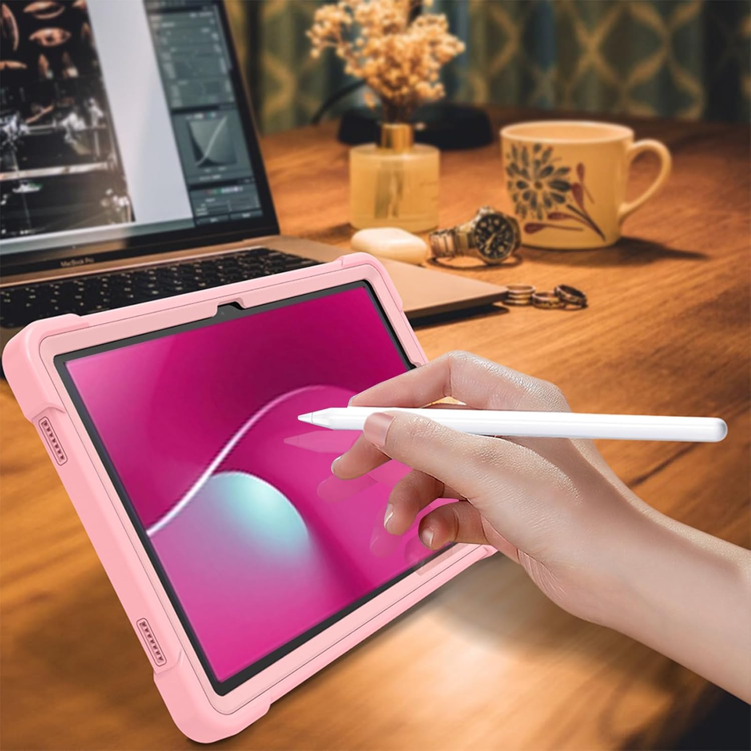 Husa Sigloo, pentru tableta Samsung Tab A 2019, 10.1'', T510/T515, Suport Kickstand, Protectie Completa, Design Antishoc, Roz Gold