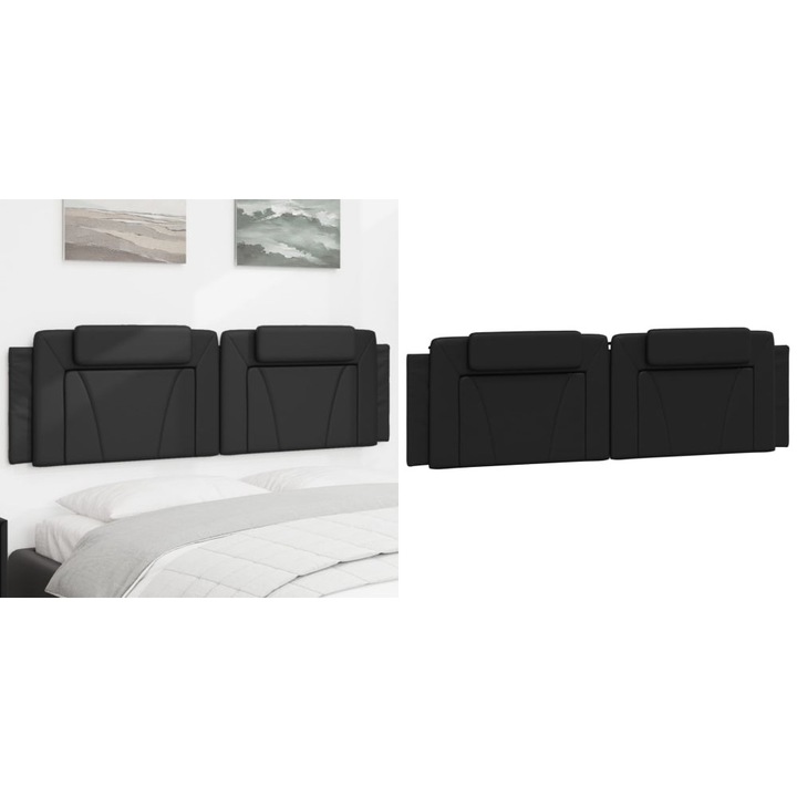 Perna pentru tablie pat, negru, 180 cm, piele artificiala