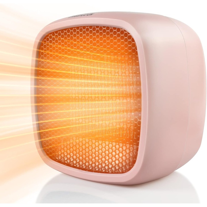 Hordozható hősugárzó, rózsaszín, gyors fűtés, beltéri használat.