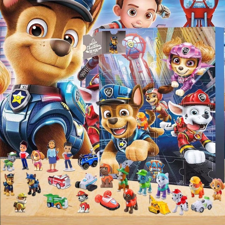 Calendar de Advent Paw Patrol, set cu 24 de zile, jucarii interactive copii