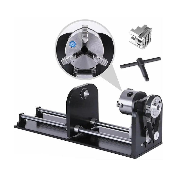Axa rotativa pentru freza CNC, axa A tip F, mandrina cu 3 bacuri de 80 mm, capac anti-praf, placa de otel