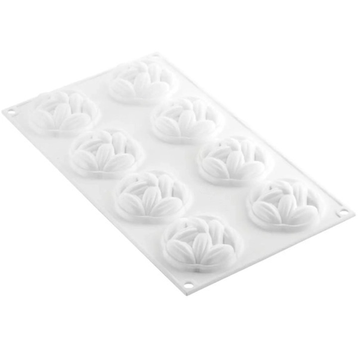 Forma din silicon 3D pentru monoportii, boabe de Cocoa 35, 8 cavitati, 35ml, Ø 60 x 20 mm