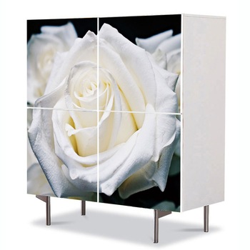 Comoda cu 4 Usi Art Work Flori Trandafiri albi, 84 x 84 cm Comoda cu 4 Usi Art Work Flori Trandafiri albi, 84 x 84 cm