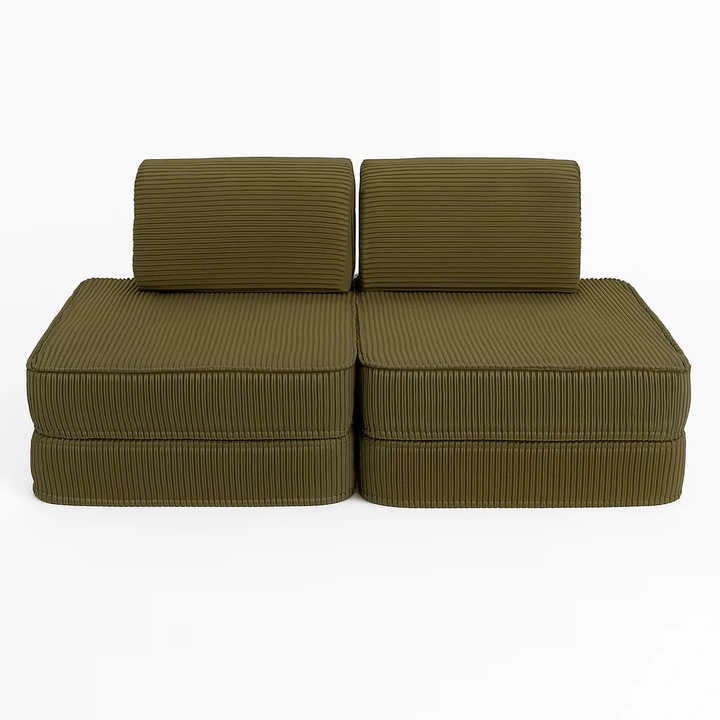 Модулен диван за деца MeowBaby Basic, 4 части, цвят каки, компактни размери