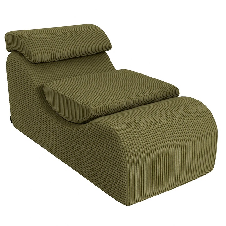 Fotoliu de relaxare Wave Lounger, MeowBaby, design ergonomic, material textil, culoare khaki, dimensiuni variate