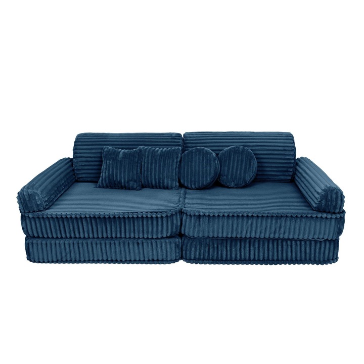 Модулен диван за деца MeowBaby Premium, 10 части, тъмносин цвят, функционален и безопасен дизайн