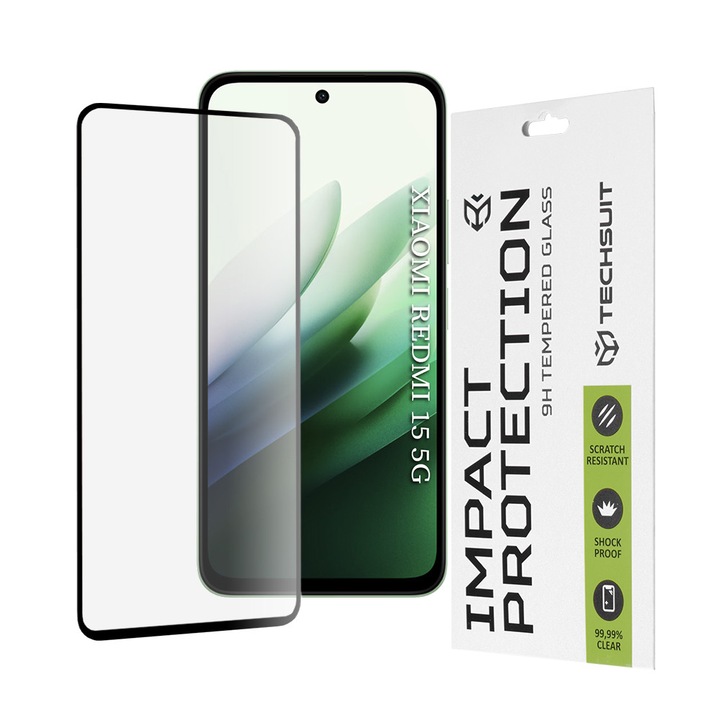 Folie pentru Xiaomi Redmi 15 4G / Redmi 15 5G - Techsuit 111D Full Cover / Full Glue Glass - Black