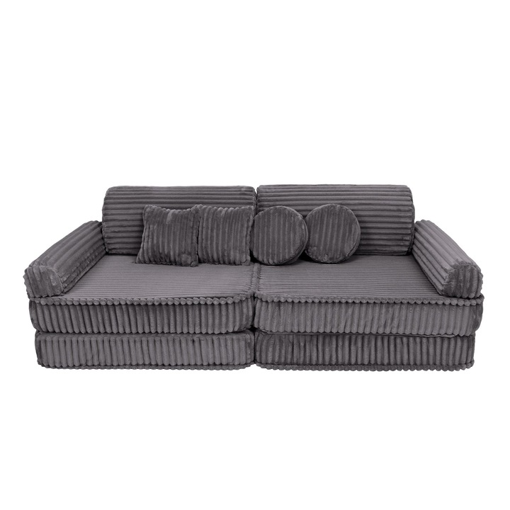 Canapea modulara MeowBaby Premium, 10 piese, gri, design modern