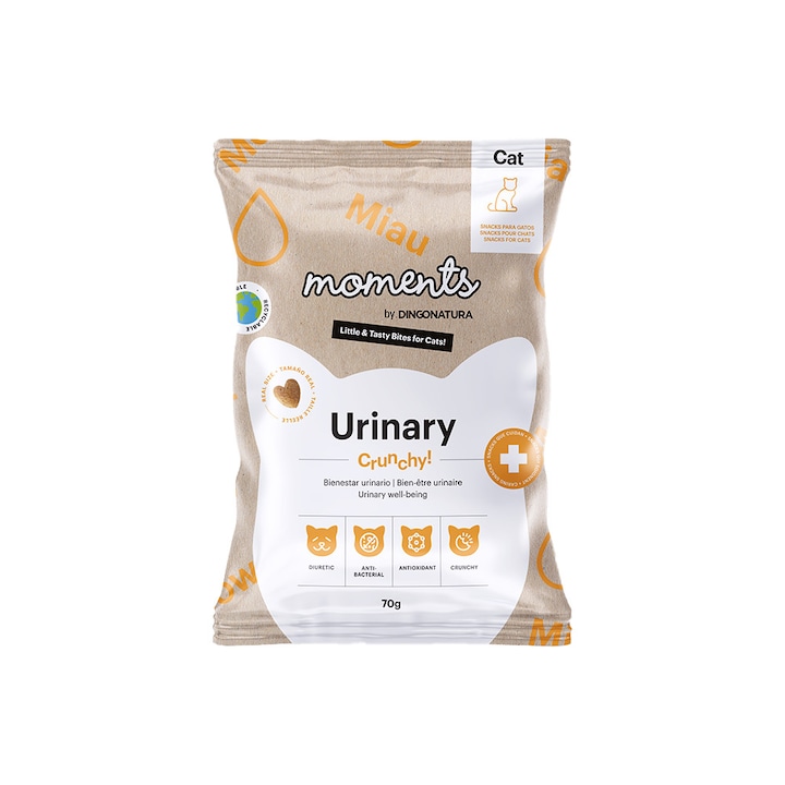 Recompense pentru pisici Moments Cat Urinary, Somon, Pui, Spirulina, Patrunjel si Telina 70g, Pentru Sanatatea Tractului Urinar