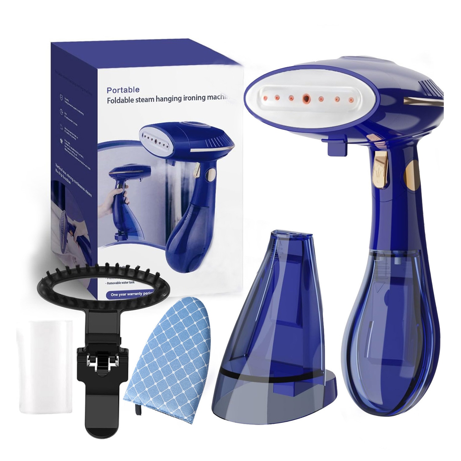 Aparat de calcat vertical si orizontal portabil, putere 1500W, 2 in 1, Depozitare pliabila, rezervor 168ml, Placa cu abur din otel inoxidabil, Eliminare puternica a ridurilor, Manusa protectie, perie si Pahar pentru reumplere incluse, Negru