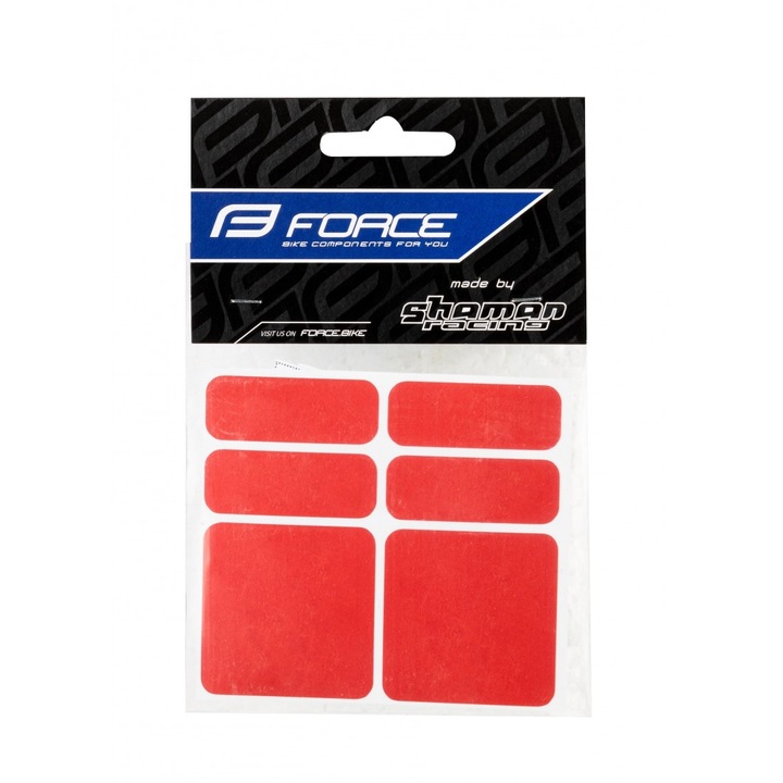 Set stickere reflectorizante Force, rosu, 6 buc, dimensiuni 4x4cm si 4x1.5cm