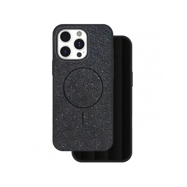 Glitter Thin Mag Apple iPhone 15 Pro (6.1) Magsafe TPU tok fekete