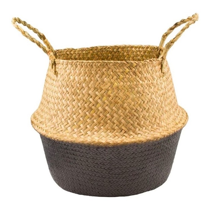 Cos depozitare din iarba de mare, Maro, Shein, Dimensiunea 24x32x28 cm