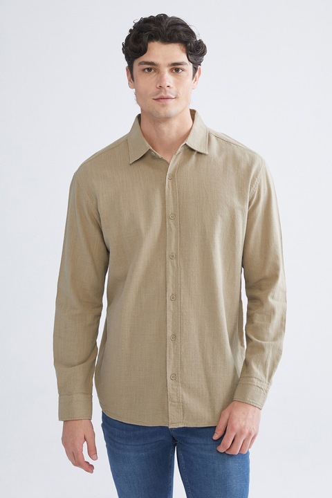 LC WAIKIKI, Camasa de bumbac cu maneci lungi, Maro camel, S