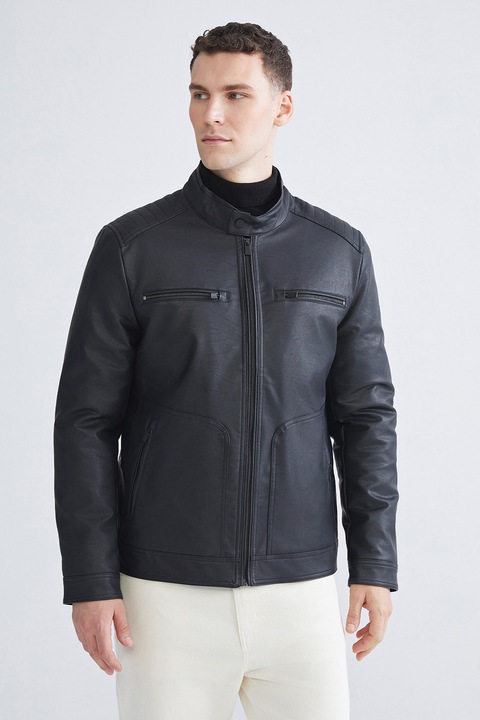 LC WAIKIKI, Jacheta din piele ecologica Radford, Negru stins