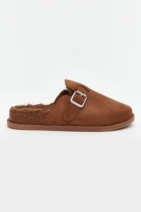 LC WAIKIKI, Papuci cu captuseala de blana sintetica, Maro scortisoara