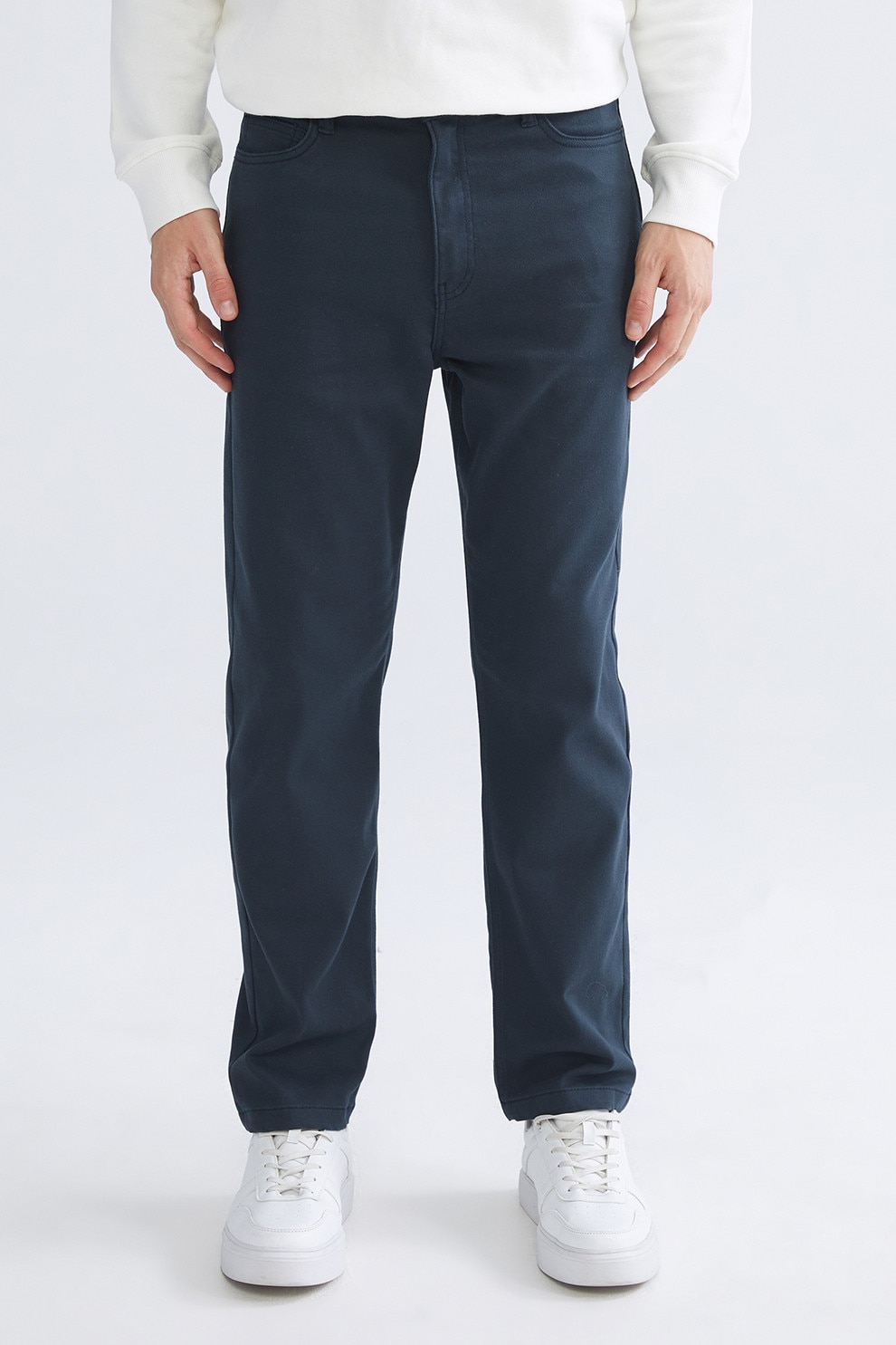 LC WAIKIKI, Pantaloni drepti cu talie medie, Bleumarin, 32