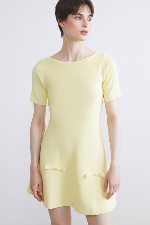 LC WAIKIKI, Rochie uni cu funde, Galben pai