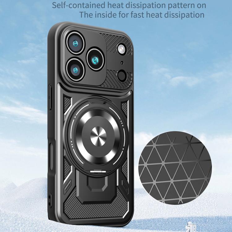 Husa pentru iPhone 17 Pro Max, Defender Armor Mag, Protectie Camere, Suport Inel, Prindere Magnetica MagSafe, Negru