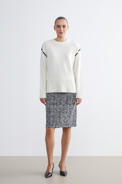 LC WAIKIKI, Fusta scurta dreapta, Alb/Negru, XS