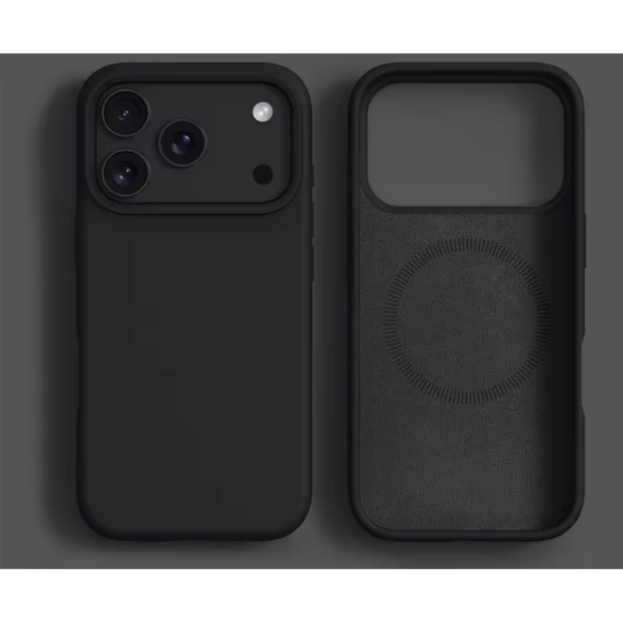 Husa mata din silicon cu microfibra, compatibila Magsafe pentru iPhone 17 Pro / Negru