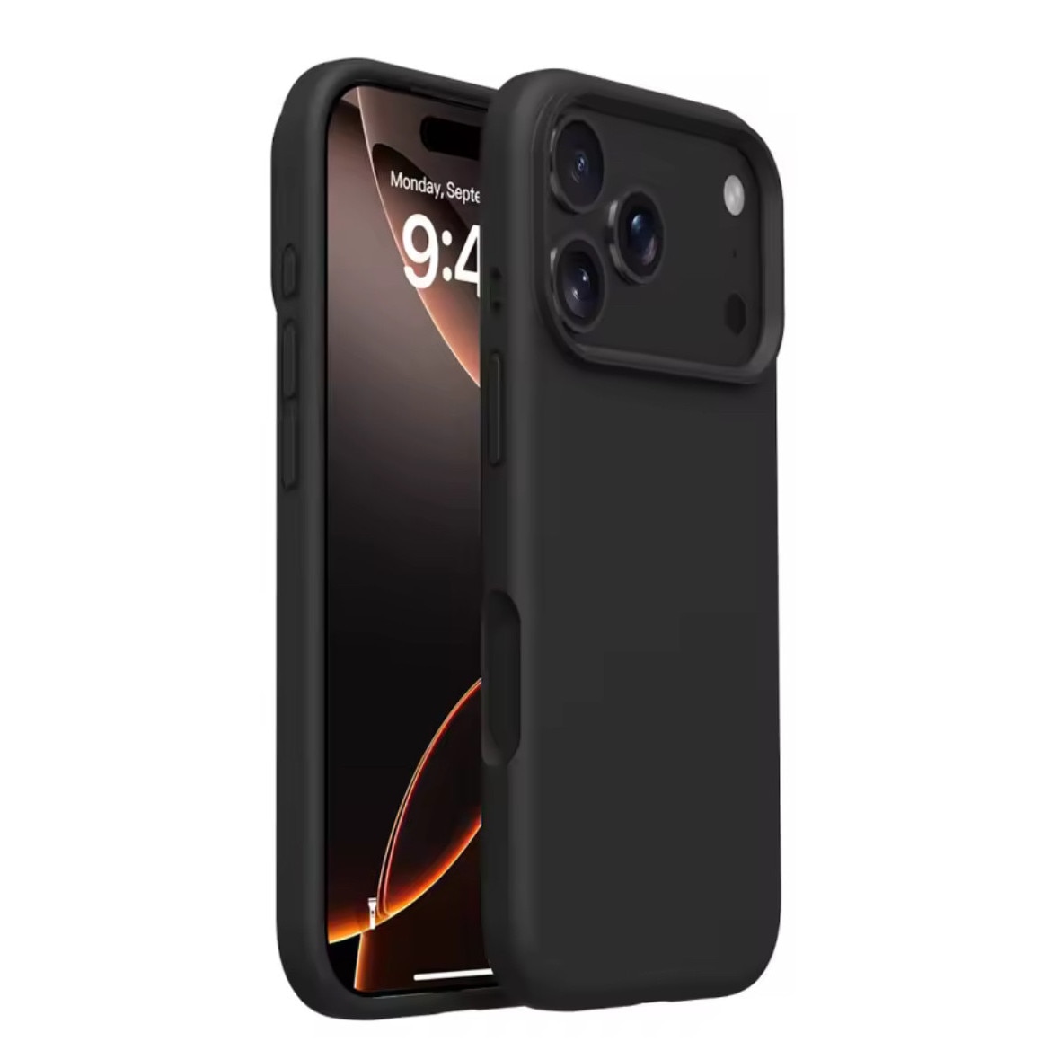 Husa mata din silicon cu microfibra, compatibila Magsafe pentru iPhone 17 Pro / Negru