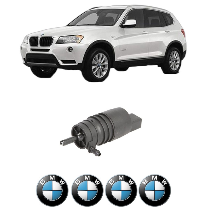 Pompa de apa spalare parbriz BMW Seria X3 (F25) din 2010-2017, auto, Febi, 4x Stickere auto cu BMW