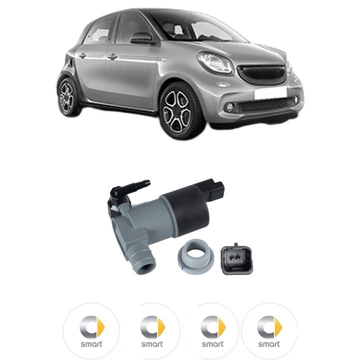 Pompa de apa spalare parbriz SMART FORFOUR Hatchback (453) din 2014-2017, auto, Febi, 4x Stickere auto cu SMART